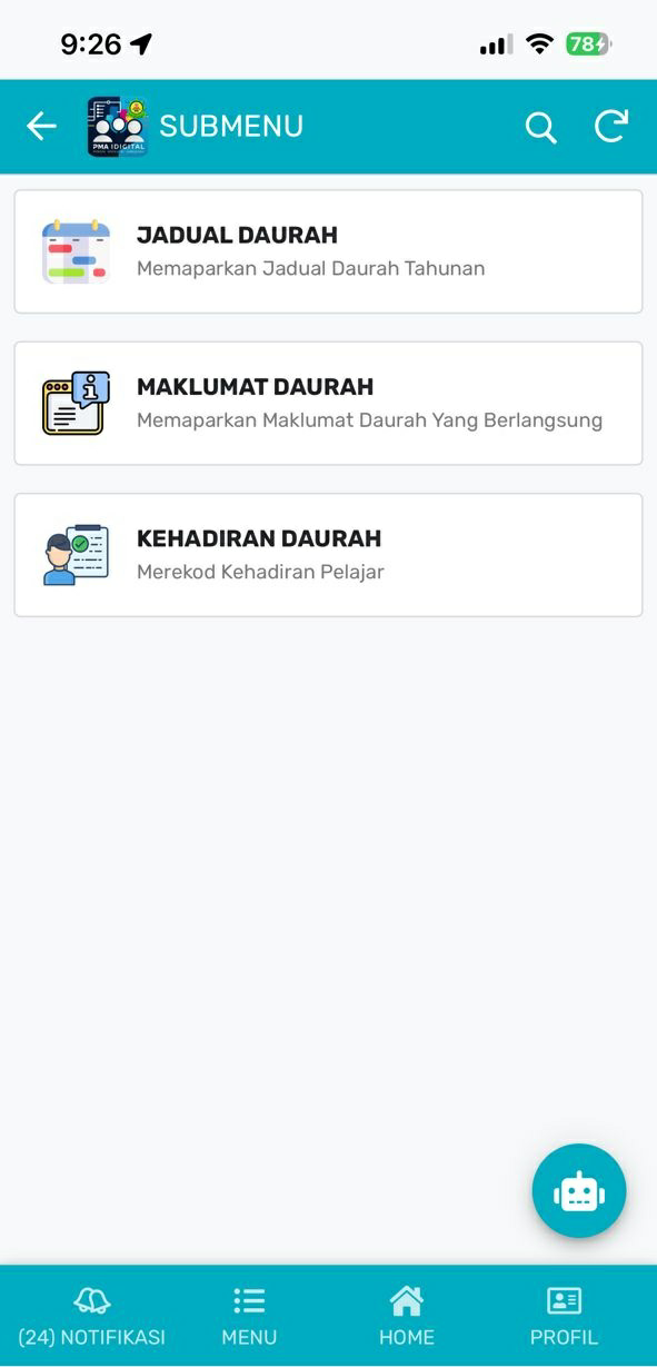 Submenu e-Daurah