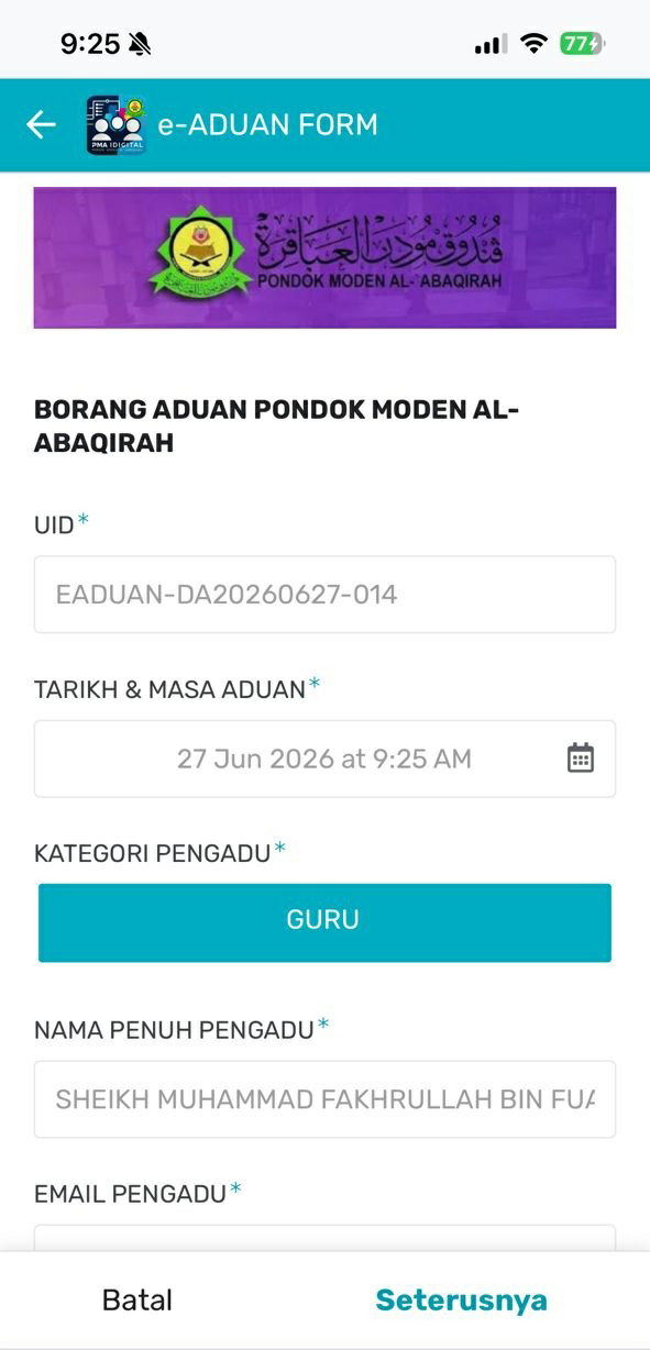 Borang e-Aduan