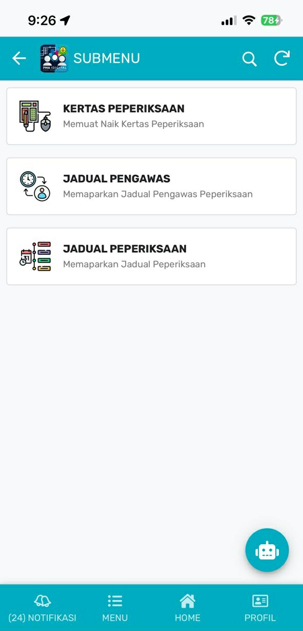 Submenu e-Exam